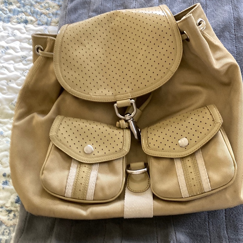 Beige Perforated Backpack